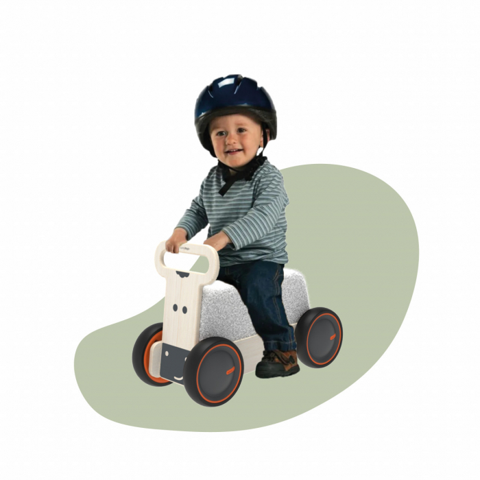 Masinuta ride-on, premergator si carucior de jucarii MamaToyz DriveMe Soft, Vacuta - Jucarie din lemn 3 in 1 [6]