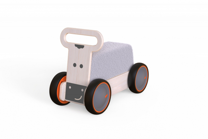 Masinuta ride-on, premergator si carucior de jucarii MamaToyz DriveMe Soft, Vacuta - Jucarie din lemn 3 in 1 [2]