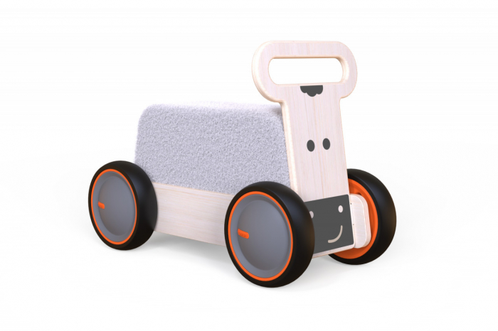 Masinuta ride-on, premergator si carucior de jucarii MamaToyz DriveMe Soft, Vacuta - Jucarie din lemn 3 in 1 [8]