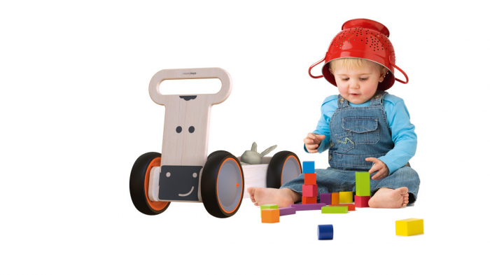Masinuta ride-on, premergator si carucior de jucarii MamaToyz DriveMe Soft, Vacuta - Jucarie din lemn 3 in 1 [4]