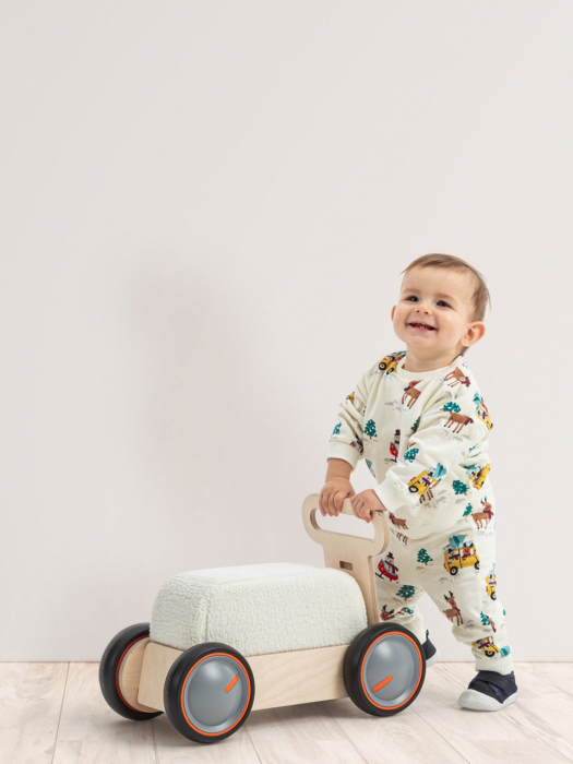 Masinuta ride-on, premergator si carucior de jucarii MamaToyz DriveMe Soft, Vacuta - Jucarie din lemn 3 in 1 [11]