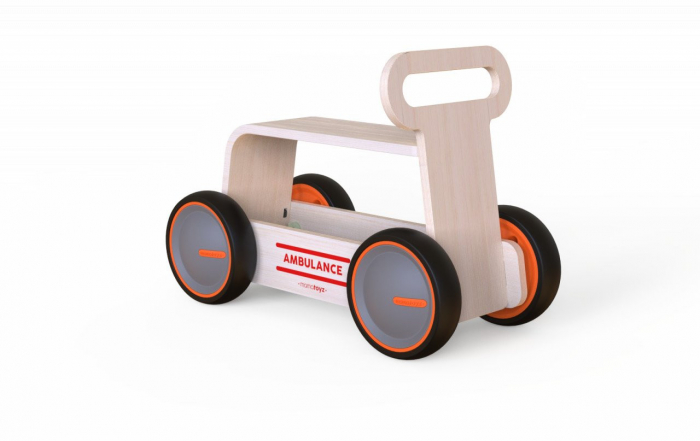 Masinuta ride-on, premergator si carucior de jucarii MamaToyz DriveMe Wood, Ambulanta - Jucarie din lemn 3 in 1 [7]