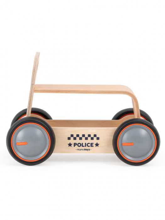 Masinuta ride-on, premergator si carucior de jucarii MamaToyz DriveMe Wood, Politie - Jucarie din lemn 3 in 1 [12]