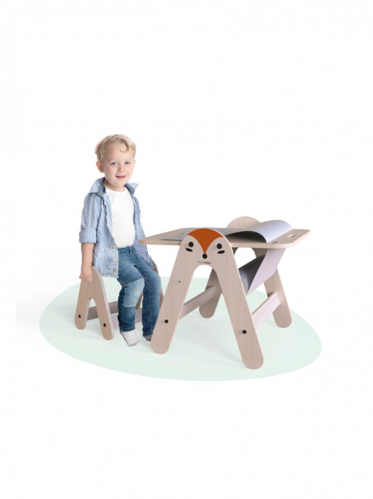 Masuta si tabla 2 in 1 cu scaunel MamaToyz Massam, Vulpita [3]