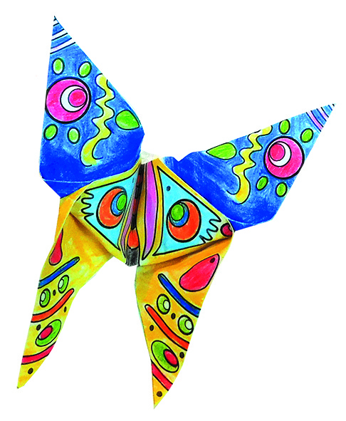 Origami fluturași de colorat [4]