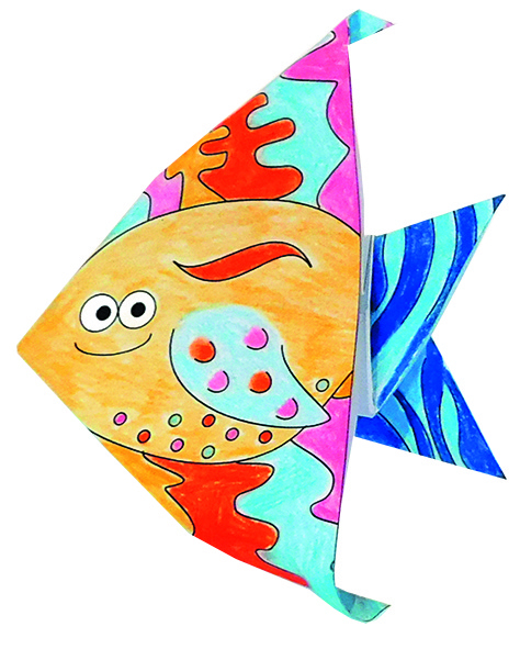 Origami pești de colorat [3]