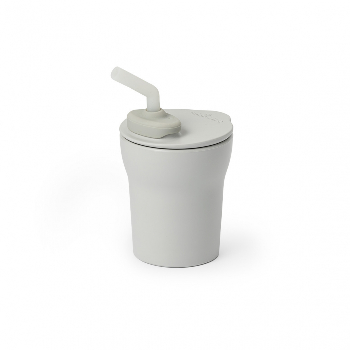 Pahar cu capac si pai antrenament bebelusi Miniware 1-2-3 Sip!, 100% din materiale naturale biodegradabile, Grey [2]