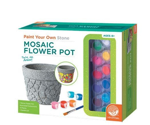 Paint your own stone mosaic flower pot,  decorațiuni pentru pictat, din piatră, pentru grădină [1]