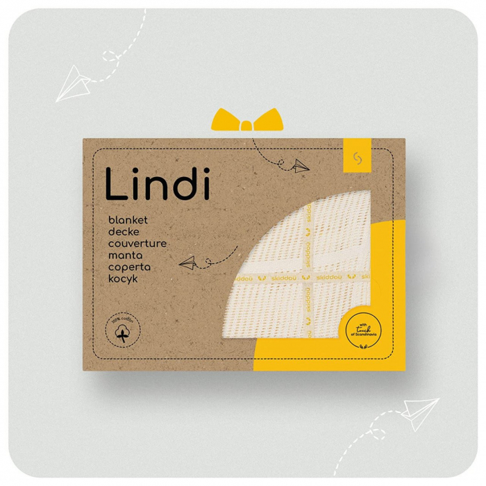 Paturica nou nascut Skiddou Lindi, 100% bumbac, Crem, 75x100cm [5]