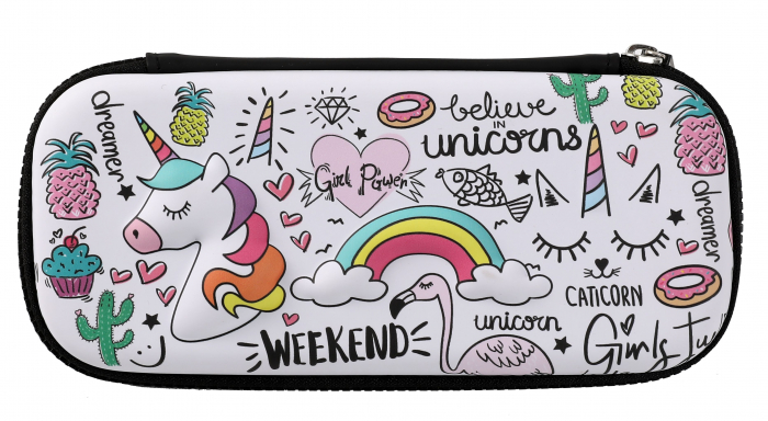 Penar scolar cu design cu unicorni, cu 1 fermoar, neechipat, iTotal [2]