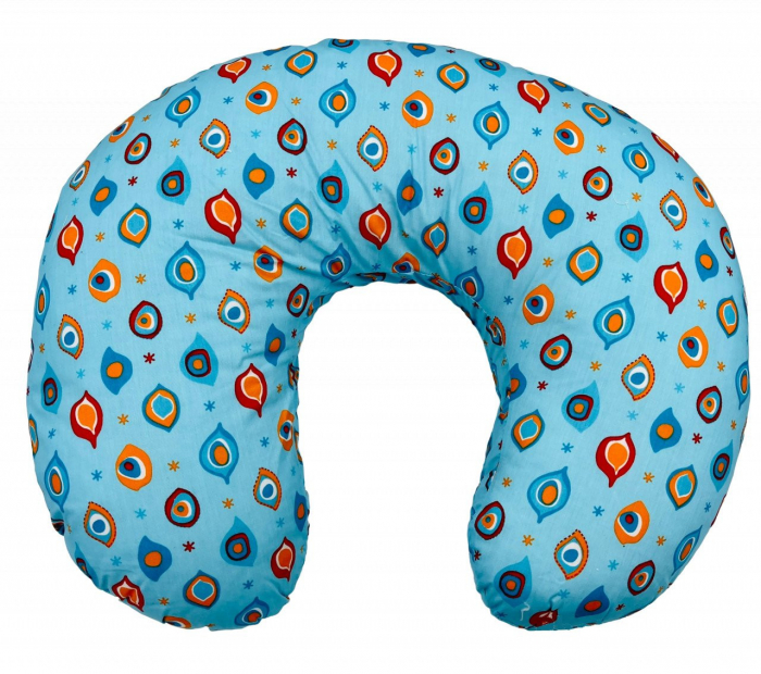 Perna pentru alaptat 2 in 1 Nursing Pillow Paun, BabyJem (Culoare: Albastru) [2]