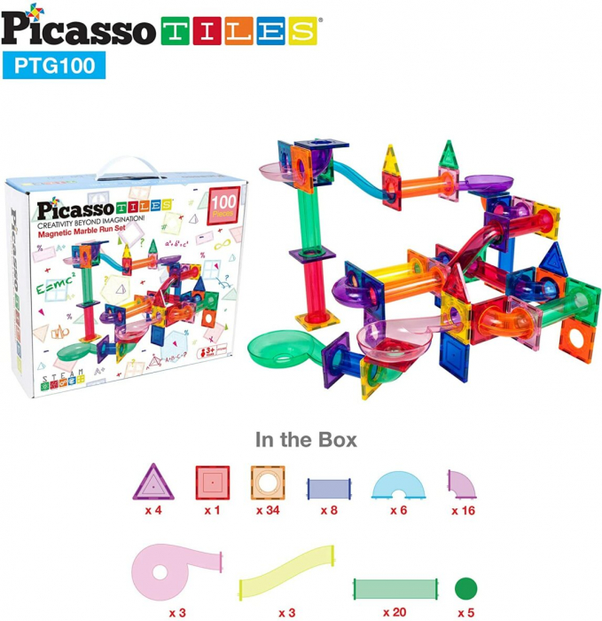 Traseu magnetic cu bile (Marble Run), 100 de piese [2]