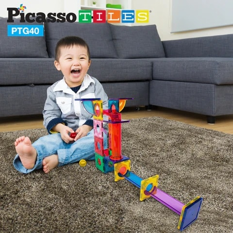 PicassoTiles Traseu magnetic cu bile (Marble Run) 40 de piese [3]