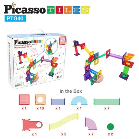 PicassoTiles Traseu magnetic cu bile (Marble Run) 40 de piese [2]