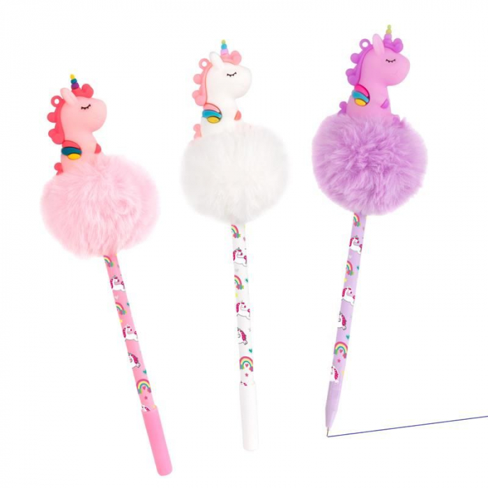 Pix cu gel, cu pom-pom si capac in forma de unicorn [1]