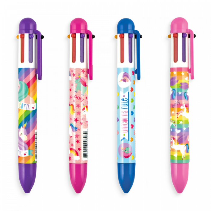 Pix multicolor cu 6 culori si mecanism retractabil Unicorni [5]