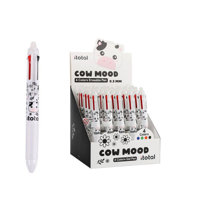 Pix erasable, multicolor, cu mecanism retractabil, 4 culori, design vacuta [1]