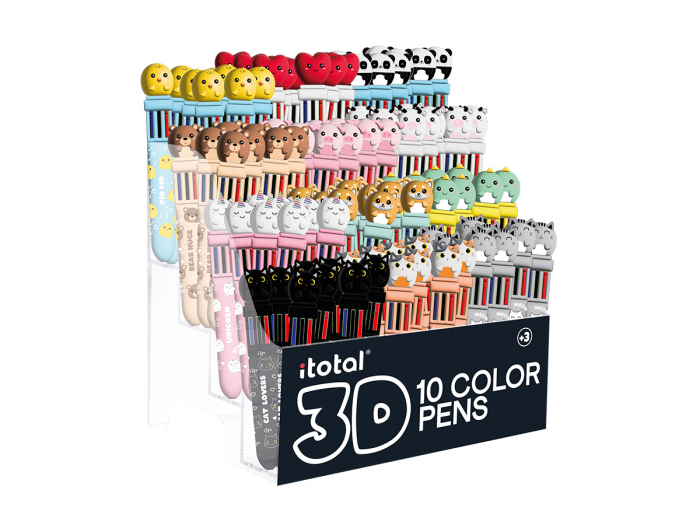 Pix multicolor cu mecanism retractabil, 10 culori, design inima [2]