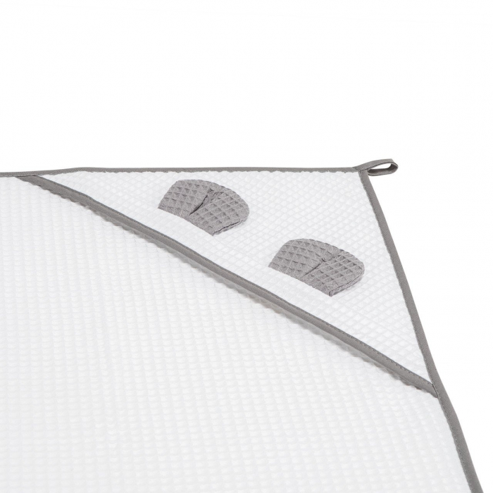 Prosop nou nascut Skiddou Skumi, 100% bumbac, cu gluga cu urechiuse, Alb, 100x100cm [9]