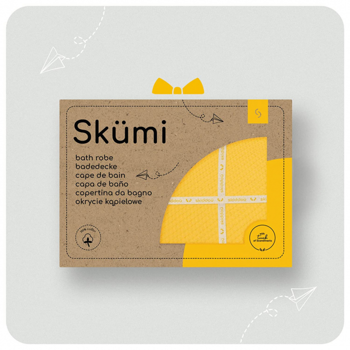 Prosop nou nascut Skiddou Skumi, 100% bumbac, cu gluga cu urechiuse, Albastru, 100x100cm [7]