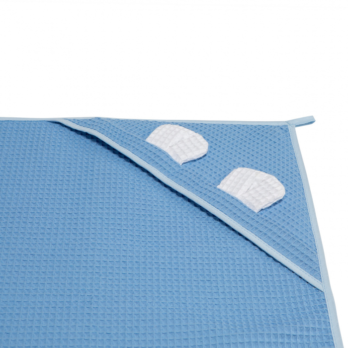 Prosop nou nascut Skiddou Skumi, 100% bumbac, cu gluga cu urechiuse, Albastru, 100x100cm [3]