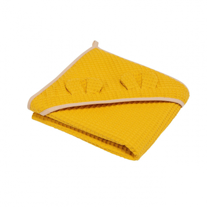 Prosop nou nascut Skiddou Skumi, 100% bumbac, cu gluga cu urechiuse, Galben, 100x100cm [1]