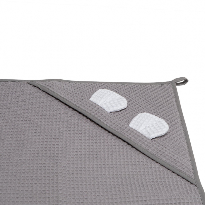 Prosop nou nascut Skiddou Skumi, 100% bumbac, cu gluga cu urechiuse, Gri inchis, 100x100cm [3]