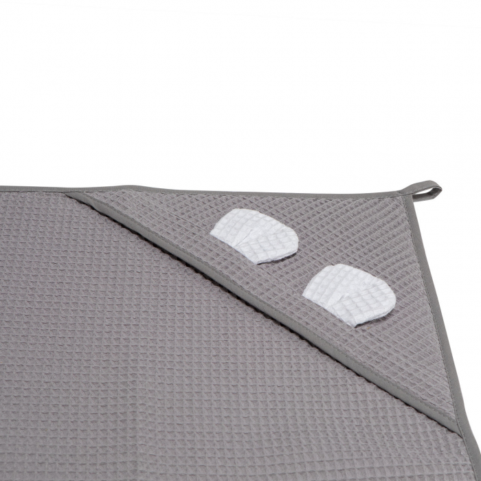 Prosop nou nascut Skiddou Skumi, 100% bumbac, cu gluga cu urechiuse, Gri inchis, 100x100cm [10]
