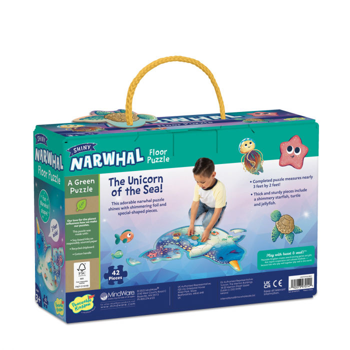 Puzzle de podea in forma de narval, Narwhal floor puzzle, Peaceable Kingdom [3]