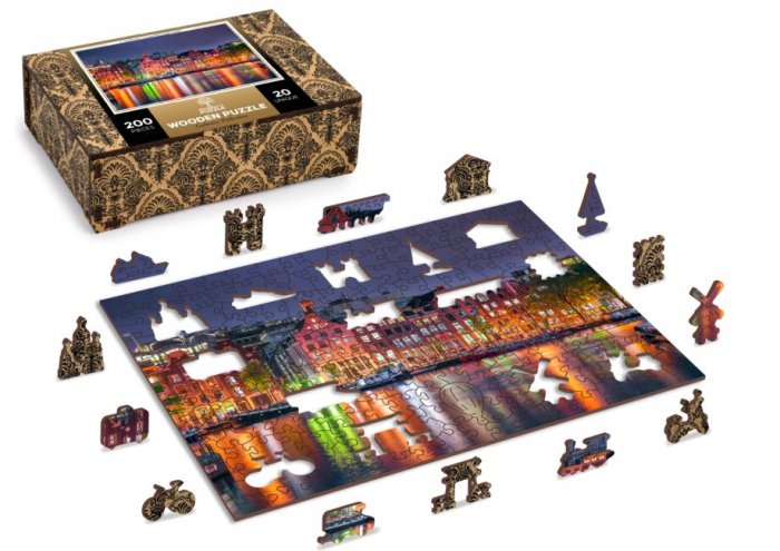 Puzzle din lemn, Amsterdam noaptea, 200 piese [2]