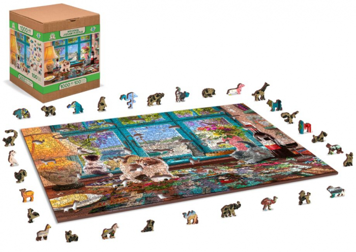 Puzzle din lemn, Biroul pisicutelor, 1010 piese [2]