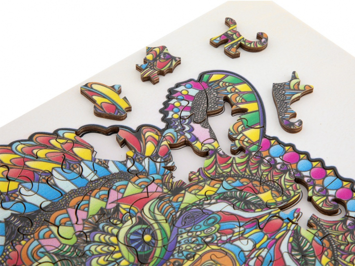 Puzzle din lemn cu forme unice, Tigru, 130 piese, Moxy [7]