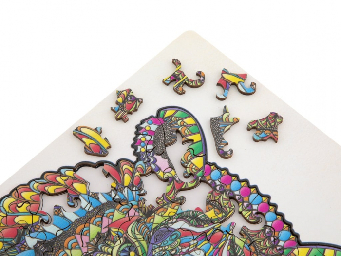 Puzzle din lemn cu forme unice, Tigru, 130 piese, Moxy [8]