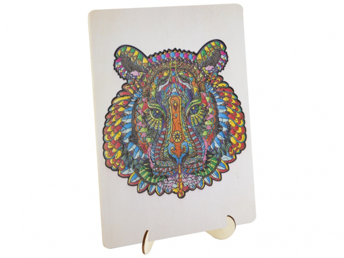 Puzzle din lemn cu forme unice, Tigru, 130 piese, Moxy [4]