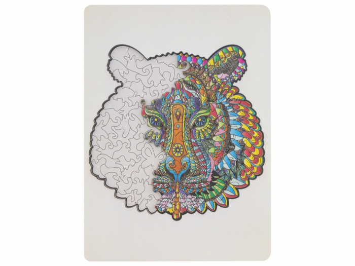 Puzzle din lemn cu forme unice, Tigru, 130 piese, Moxy [5]
