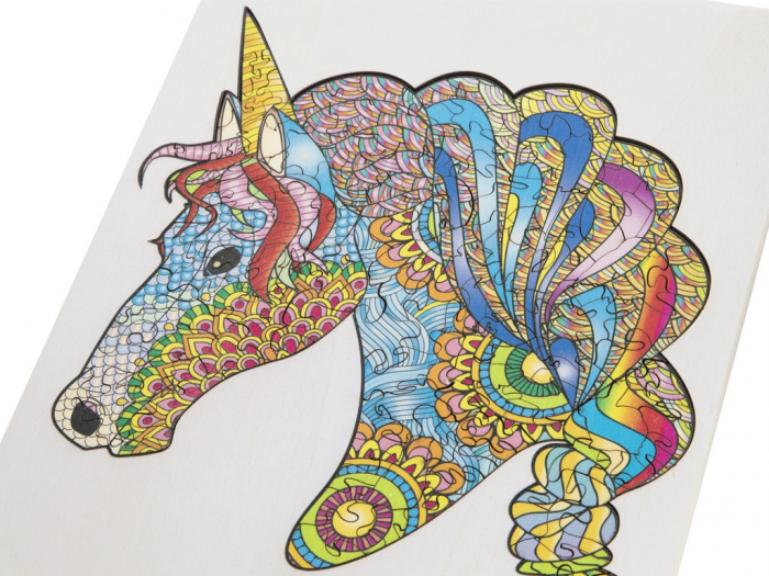 Puzzle din lemn cu forme unice, Unicorn, 137 piese, Moxy [6]