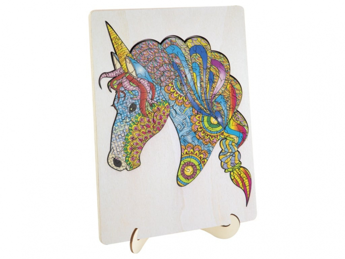 Puzzle din lemn cu forme unice, Unicorn, 137 piese, Moxy [4]