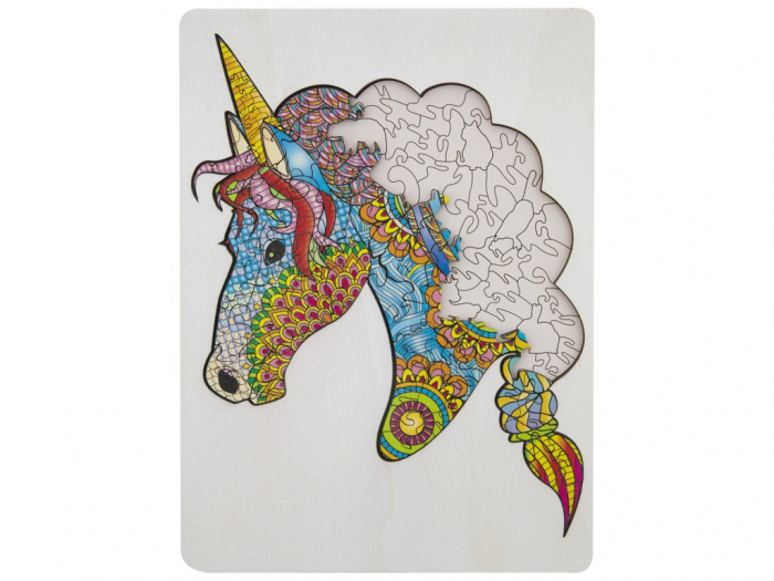 Puzzle din lemn cu forme unice, Unicorn, 137 piese, Moxy [5]