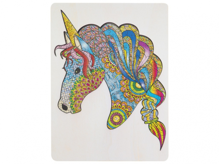 Puzzle din lemn cu forme unice, Unicorn, 137 piese, Moxy [9]