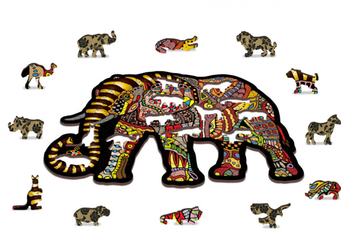 Puzzle din lemn, Elefant, 150 piese [4]