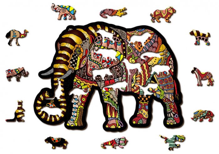 Puzzle din lemn, Elefant, 150 piese [5]