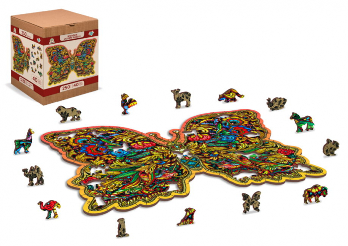 Puzzle din lemn, Fluture colorat, 250 piese [2]