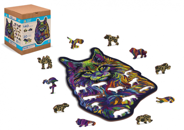 Puzzle din lemn, Pisica curcubeu, 140 piese [2]