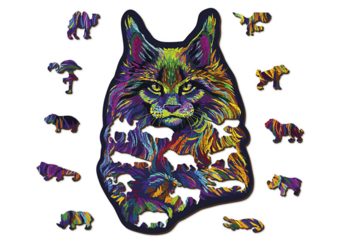 Puzzle din lemn, Pisica curcubeu, 140 piese [5]