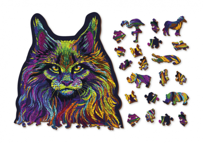 Puzzle din lemn, Pisica curcubeu, 140 piese [3]