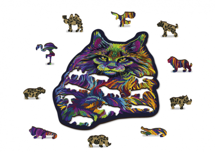 Puzzle din lemn, Pisica curcubeu, 140 piese [4]