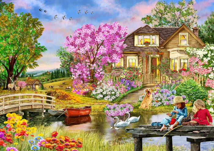 Puzzle din lemn, Primavara la bunici 1010 piese [6]