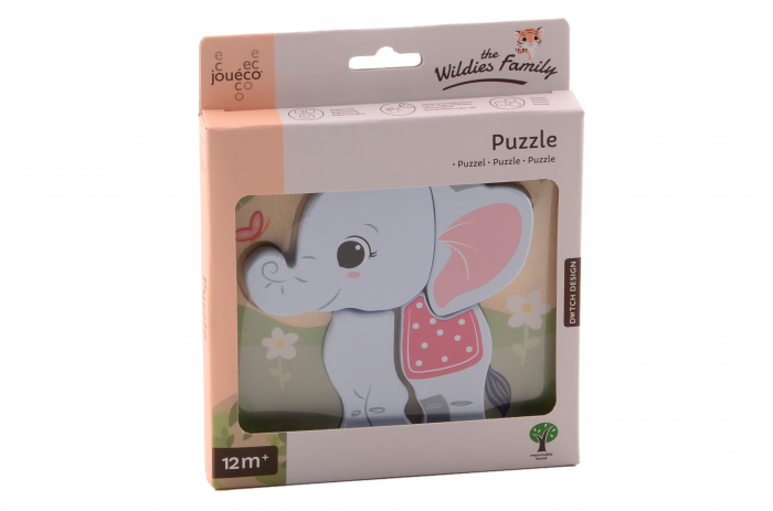 Joc Montessori, Puzzle incastru din lemn, cu animalute, familia Wildies, Jouéco [4]