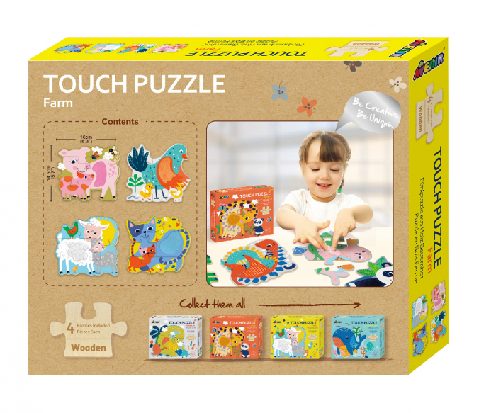 Puzzle tactil din lemn - Ferma [3]