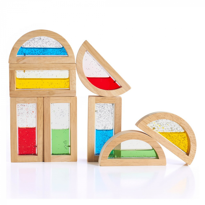 Rainbow Blocks, cu lichid colorat si sclipici, Guidecraft [2]